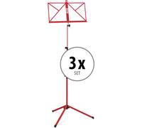 3x Pupitre Musique Partitions Trepied Reglable Pliable Stand Metal Rouge Set