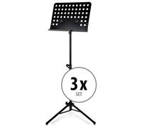 3x Pupitre Support Feuillet Musique Ajustable 54-120cm Loudre Luxueuse Noir Set