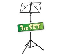 3x PUPITRE SUPPORT FEUILLET MUSIQUE AJUSTABLE 58-122CM DESIGN LOUDRE NOIR SET