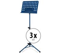 3x Pupitre Support Musique Partition Tripode Feuile Orchestre Ajustable Bleu Set