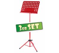 3x Pupitre Support Musique Partition Tripode Feuile Orchestre Ajustable Rouge