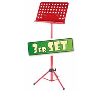 3x Pupitre Support Musique Partition Tripode Feuile Orchestre Ajustable Rouge