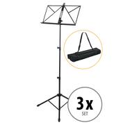3x Pupitre Support Trépied Orchestre Pliable Hauteur Réglable Métal avec Sac