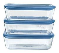 Lot de 3 Boîtes de conservation avec couvercle - PYREX - Zero Plastic - Verre - Rectangulaire - 0,8 L