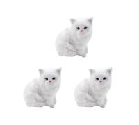 3X RéAliste Mignon Simulation en Peluche en Peluche Blanc Persan Chats Jouets Chat PoupéEs Table DéCor Enfants GarçOns Filles