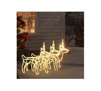 3x Rennes de Noël Décoration de Noël Ornement de Vacances Décoration de Fête Ornement de Jardin Extérieur Blanc Chaud 60x30x60 cm