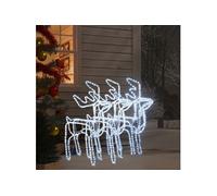 3x Rennes de Noël Décoration de Noël Ornement de Vacances Décoration de Fête Ornement de Jardin Extérieur Blanc Froid 76x42x87 cm