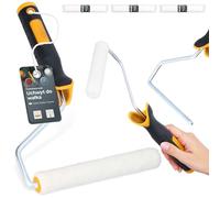 3x Rouleau Peinture 15 cm Manche Support Ergonomique Kit Murs Plafonds Meubles Façade Travaux Rénovation Pratique Facile Surfaces Verticales Horizontales