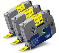 3x Ruban 9mm Compatible pour Brother TZe-621 TZe621 TZ-621 Ruban d'étiquettes Noir sur Jaune TZ Tape laminé pour Brother P-Touch H105 H107B H110 H100LB D400 H500 1000 P710BT