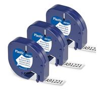 3x Ruban Compatible avec Dymo Letratag 12 mm x 4 m Compatible avec Dymo Letratag XR LT100H LT100T 200B, Ruban Plastique Blanc, Plastic White LT 91221 S0721660