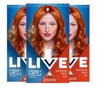 3x Schwarzkopf Live Color + Lift Permanent Colour Hair Dye L74 Tangerine Twist