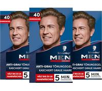 3x Schwarzkopf men PERFECT /Anti-Grau Tönungs-Gel/ Speed-System 5 Min./40 Natur Dunkelblond/ Blendet graue Haare aus