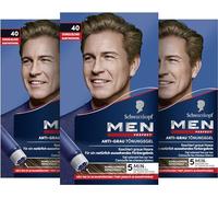 3x Schwarzkopf men PERFECT /Anti-Grau Tönungs-Gel/ Speed-System 5 Min./40 Natur Dunkelblond/ Blendet graue Haare aus