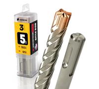 3x SDS Plus Foret à 4 tranchants PGM pour marteau perforateur Ø 5 mm x 95 mm - AMBOSS SDS Crusher 4 - Foret à béton HM professionnel 5 x 95 - Foret à pierre, béton armé, maçonnerie, brique, grès