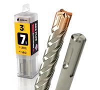 3x SDS Plus Foret à 4 tranchants PGM pour marteau perforateur Ø 7 mm x 140 mm - AMBOSS SDS Crusher 4 - Foret à béton HM professionnel 7 x 140 - Foret à pierre, béton armé, maçonnerie, brique, grès