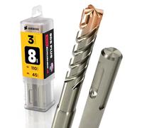3x SDS Plus Foret à 4 tranchants PGM pour marteau perforateur Ø 8 mm x 45 mm - AMBOSS SDS Crusher 4 - Foret à béton HM professionnel 8 x 45 - Foret à pierre, béton armé, maçonnerie, brique, grès