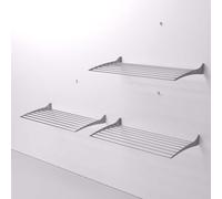 3x Séchoir à linge mural, Séchoir à linge pour les murs, verrouillable Corde à linge pour l'intérieur et l'extérieur en aluminium et acier, Foxydry Fold 80 cm