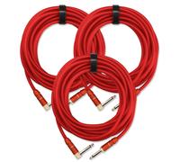 Pronomic 3x Trendline INST-A-6R Câble jack 6m (Câble professionnel guitare/instrument, jack 6,3mm, plaqué or 24 carats, gaine extérieure flexible et robuste, incl. bande auto-agrippante) rouge