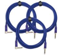 3x Set De Cable Instruments Guitare Amplificateur Connecteur Jack 6,35mm Bleu 3m