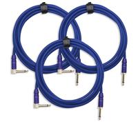 3x Set De Cable Instruments Guitare Amplificateur Connecteur Jack 6,35mm Bleu 3m