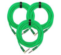 3x Set de Cable Instruments Guitare Amplificateur Connecteur Jack 6,35mm Vert 6m