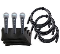 3x Set de Microphone DJ PA Live Chant Cable Connecteur XLR Poche Professionnel