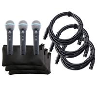 3x Set de Microphone DJ PA Live Chant Cable Connecteur XLR Poche Professionnel