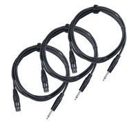 3x Set Femelle XLR 3Pin vers Jack 1/4" Microphone Câble Audio Signal Noir 2.5m