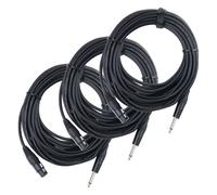 3x Set Femelle XLR vers Jack 6,3mm 1/4'' Microphone Câble Audio Signal Noir 10m