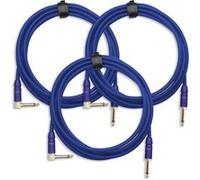 3x SET Pronomic Trendline INST-3B câble à instrument 3m bleu