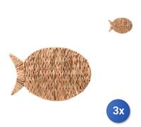 3X Sets De Nappes En Feuille De Jacinthe En Forme De Poisson 51X35 H&H