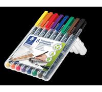 3x Staedtler® 317 WP8 Stylo fin universel Lumocolor® permanent, M, STAEDTLER boîte de 8 couleurs
