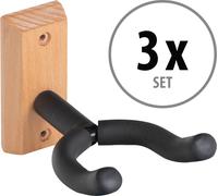 3x Support Guitare Mural Cintre Crochet Stand en Bois pour Instruments a Cordes