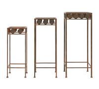 3x Supports de Plantes Style Vintage Métal Rouillé Porte-plante vidaXL