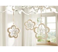3x suspensions décoratives "Fleur" en MDF & métal, 8 + 10 cm, décoration à suspendre, décoration de fenêtre à suspendre, décoration printanière suspendue