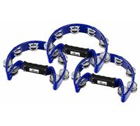 3x Tambourine 16 Cymbalettes Demi Luna Plastique Instrument Main Percussion Bleu
