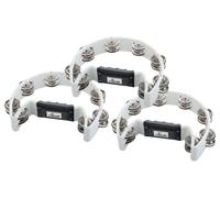 3x Tambourine 16 Cymbalettes Demiluna Plastique Instrument Main Percussion Blanc