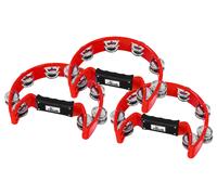 3x Tambourine 16 Cymbalettes Demiluna Plastique Instrument Main Percussion Rouge