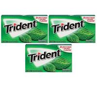 3x Trident Menthe Verte Arôme sans Sucre Gomme Avec Xylitol Américain Gomme
