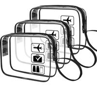 3x Trousse de toilette transparente, parfaite pour les liquides de bagages à main en avion, A0536
