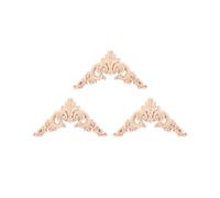 3X Unpainted Décor de Maison 12.5X12.5Cm de Meubles en Bois Découpés par Chêne de Coin en Bois Découpés