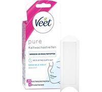 VEET PURE Bandes de cire froide - Convient aux peaux sensibles - Application visage - Jusqu'à 28 jours de peau lisse - 10 doubles bandes = 20 bandes individuelles