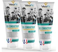 3x VEOFIT gel de contact conducteur pour électrodes, eucalyptus, pour appareils EMS TENS, électrostimulateurs, pads pour électrodes - Améliore le contact des électrodes et protège la peau