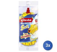 3X Vileda Supermocio Doux Balai Rouge, Jaune