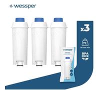 3x Wessper Filtre compatible pour DeLonghi DLSC002, SER3017, 5513292811, convient aux machines à café expresso - remplacement