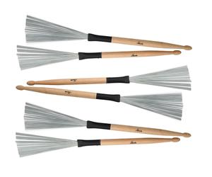3x XDrum Wire Tap Baguette Battes Balais Brush et Bâtons en Un 2in1 Drumstick