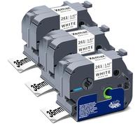 3x XemaX Compatible Ruban D'étiquettes Remplacement pour Ruban Brother TZe-261 TZ-261 AZe-261 TZc-261 36mm Bandes Noir sur Blanc Cassette de Ruban pour Brother PT-P900 P900W P950NW P950W 550 9500 3600