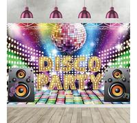 3x2.4m Toile de Fond Disco Vintage 70s 80s 90s Disco Party Photography Background Let's Glow Crazy Shining Neon Night Speaker Birthday Party Cake Table Decorations Banner Photo Booth Props