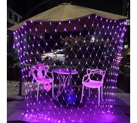 3X2M 200 LED Chaîne lumineuse Réseau d'éclairage Violet Mode d'éclairage continu Rideau lumineux Intérieur Fête Balcon Décoration Lumières de Noël