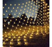 3X2M 200 LED Chaîne lumineuse Réseau lumineux Blanc chaud Mode lumière permanente Rideau lumineux intérieur Fête Balcon Décoration Lumières de Noël